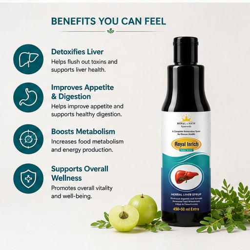 Royal In Rich Herbal Liver Syrup – Ayurvedic Liver Tonic for Digestion, Detox & Appetite Support | 450ml + 50ml Extra