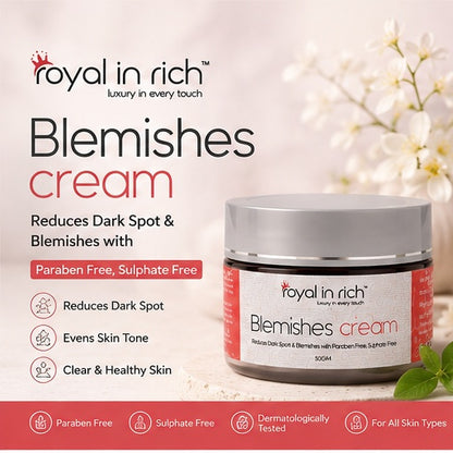 Royal In Rich Blemishes Cream – For Dark Spots, Blemishes & Uneven Skin Tone | 50gm