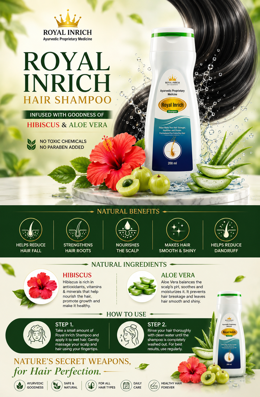 Royal In Rich Herbal Shampoo – Helps Reduce Hair Fall & Strengthens Hair | 200ml