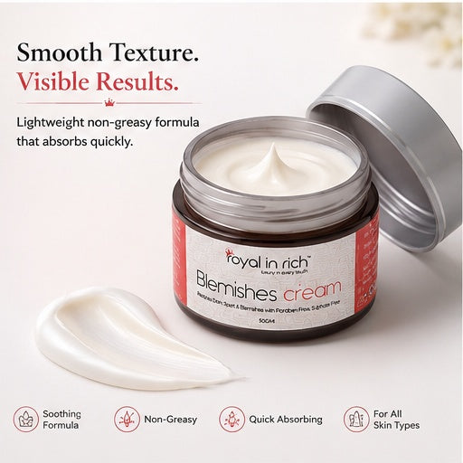 Royal In Rich Blemishes Cream – For Dark Spots, Blemishes & Uneven Skin Tone | 50gm