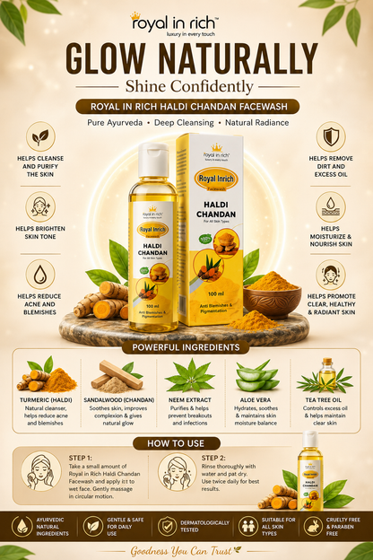 Royal In Rich Haldi Chandan Face Wash – Anti Blemishes & Pigmentation Face Wash | 100ml