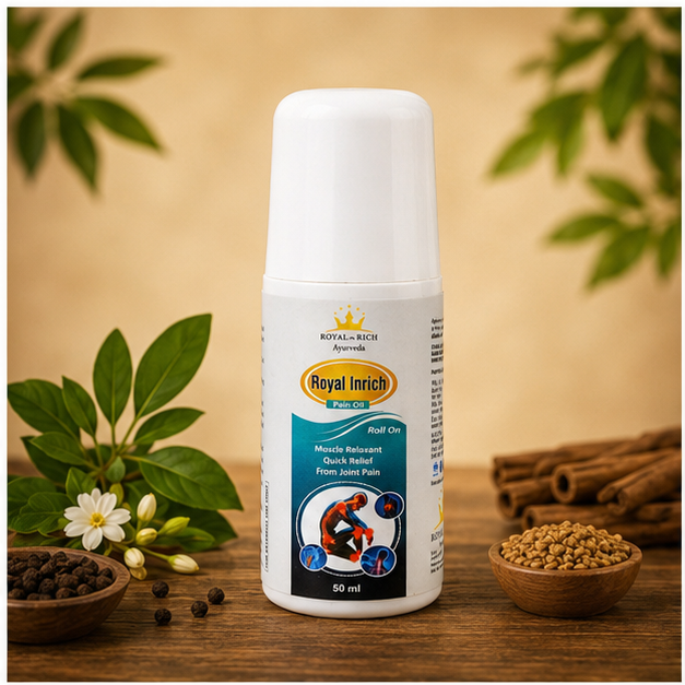 Royal In Rich Pain Oil Roll On – Ayurvedic Muscle & Joint Pain Relief Oil | 50ml